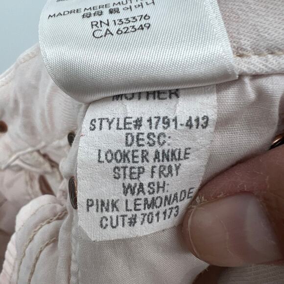 Mother The Looker Ankle Step Fray Jeans in Pink Lemonade Women's 27 Easter - Picture 10 of 12
